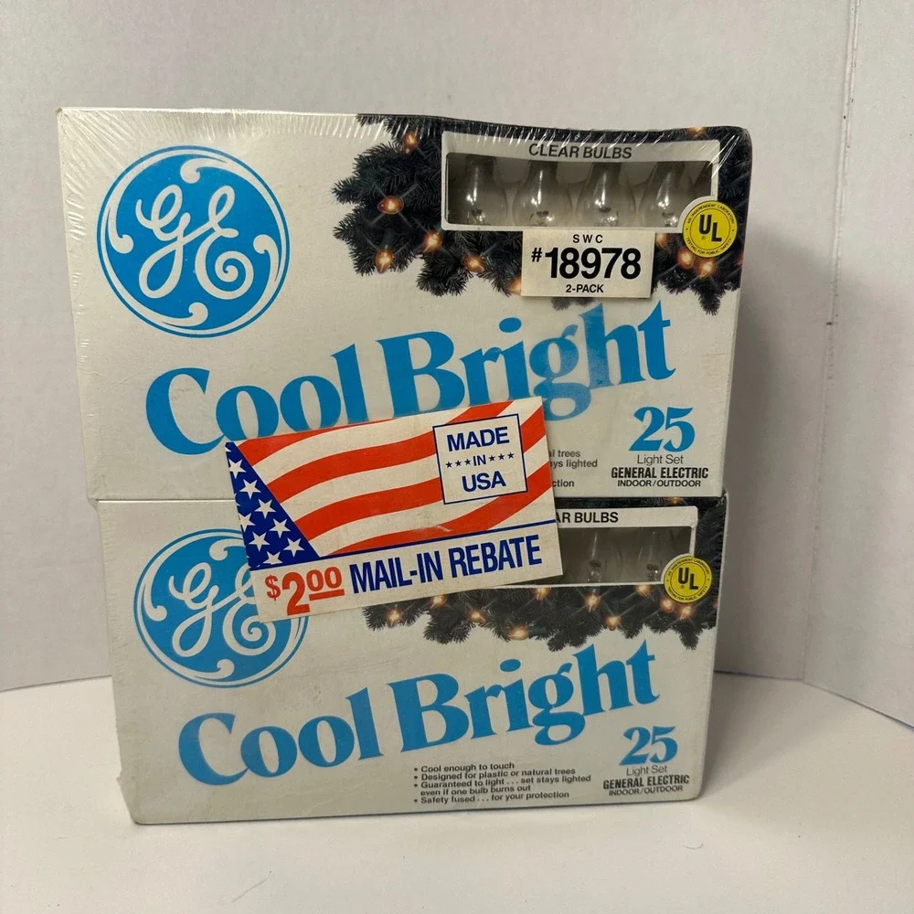 Lot of 4 Vintage GE Cool Bright 25 Indoor Outdoor Christmas Light Sets Sealed